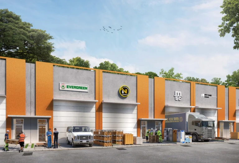 Golden Wave Bizpark Banjarmasin, fasad pergudangan modern lebar 8 meter